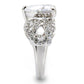 1W027 - Rhodium Brass Ring with AAA Grade CZ  in Clear-4