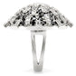 1W029 - Rhodium Brass Ring with AAA Grade CZ  in Black Diamond-4