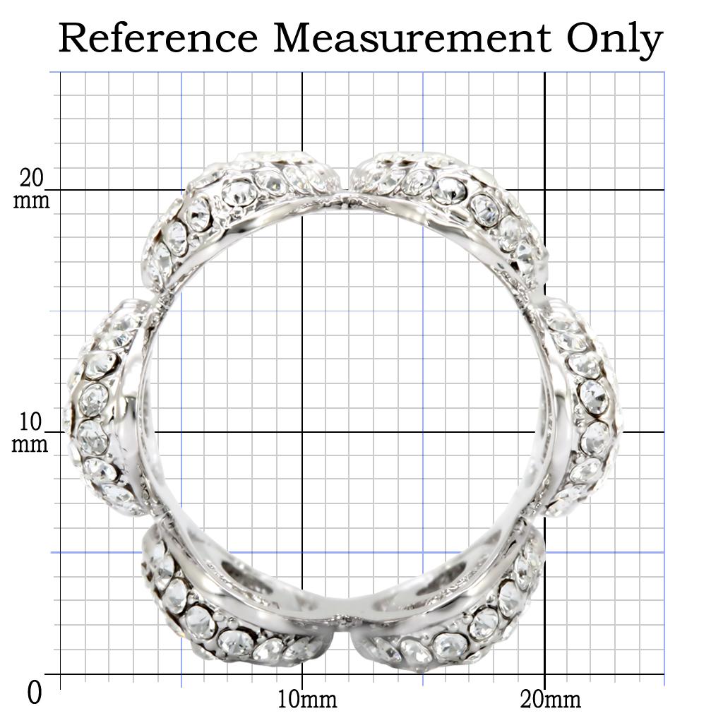 1W032 - Rhodium Brass Ring with Top Grade Crystal  in Clear-1