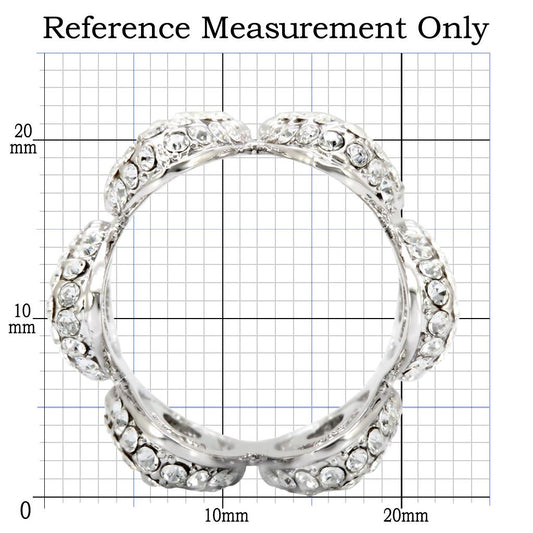 1W032 - Rhodium Brass Ring with Top Grade Crystal  in Clear-1