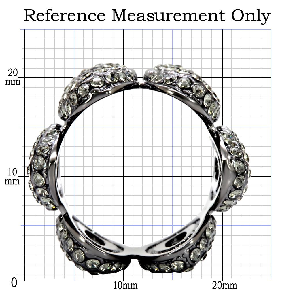 1W033 - Ruthenium Brass Ring with Top Grade Crystal  in Black Diamond-1