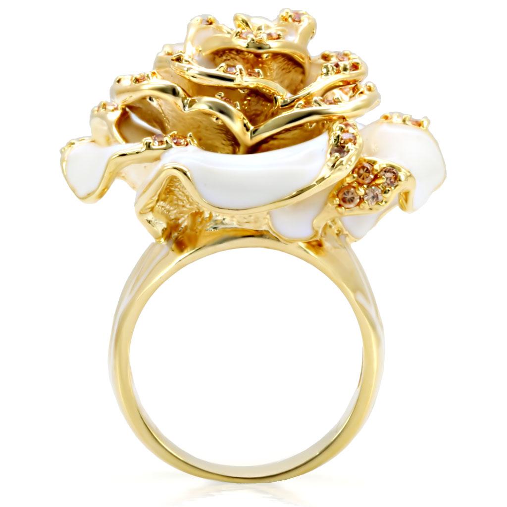1W040 - Gold Brass Ring with AAA Grade CZ  in Champagne-3