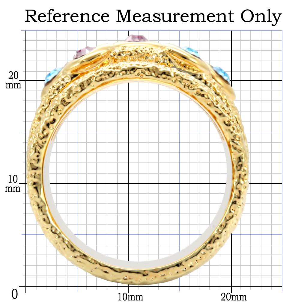 1W047 - Gold Brass Ring with Top Grade Crystal  in Multi Color-1