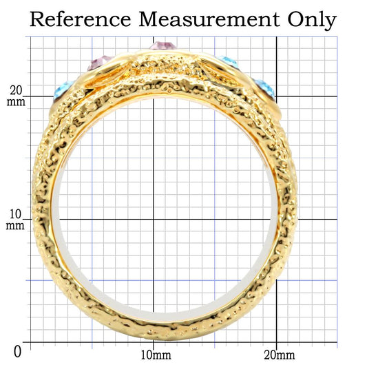 1W047 - Gold Brass Ring with Top Grade Crystal  in Multi Color-1