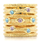 1W047 - Gold Brass Ring with Top Grade Crystal  in Multi Color-2