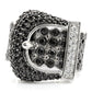 1W048 - Rhodium + Ruthenium Brass Ring with AAA Grade CZ  in Black Diamond-2