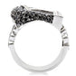 1W048 - Rhodium + Ruthenium Brass Ring with AAA Grade CZ  in Black Diamond-3