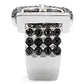 1W048 - Rhodium + Ruthenium Brass Ring with AAA Grade CZ  in Black Diamond-4