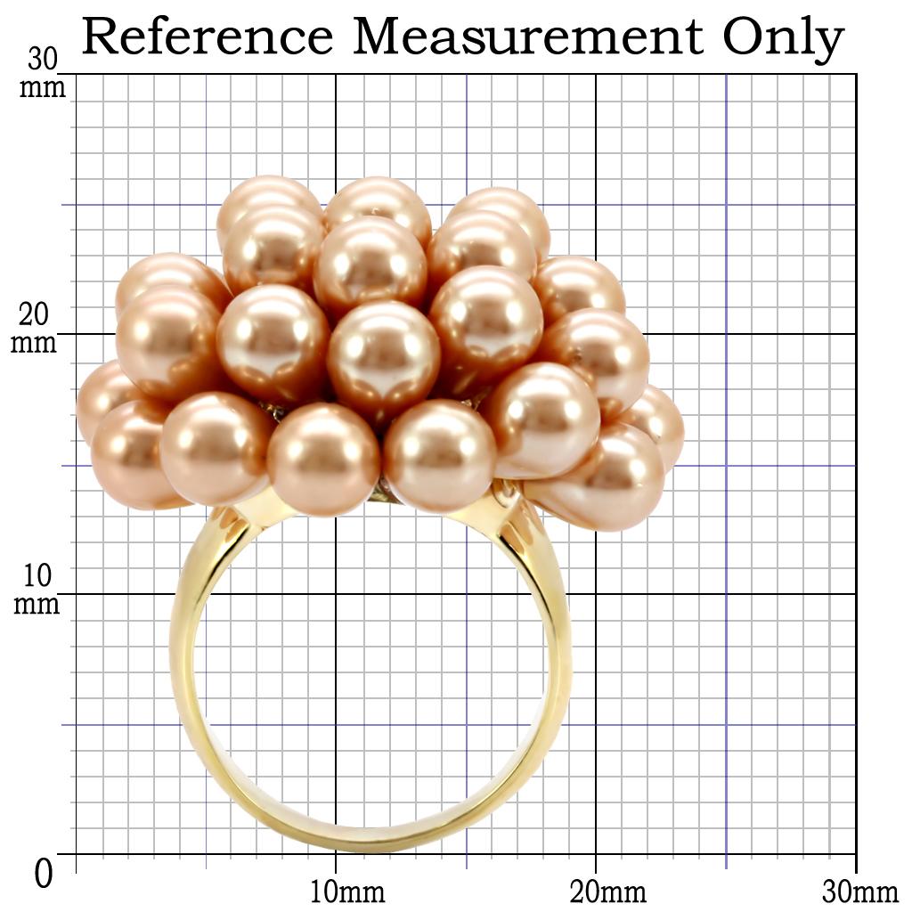 1W050 - Gold Brass Ring with Synthetic Pearl in Champagne-1