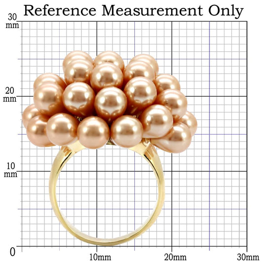 1W050 - Gold Brass Ring with Synthetic Pearl in Champagne-1