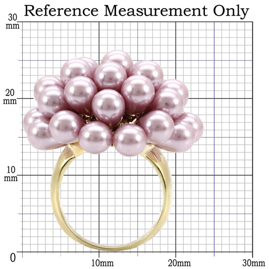 1W051 - Gold Brass Ring with Synthetic Pearl in Light Amethyst-1