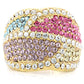 1W053 - Gold Brass Ring with Top Grade Crystal  in Multi Color-2