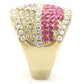 1W053 - Gold Brass Ring with Top Grade Crystal  in Multi Color-4