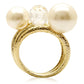 1W054 - Gold Brass Ring with Synthetic Pearl in Citrine Yellow-3