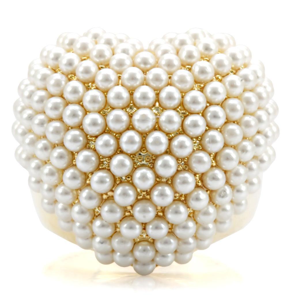 1W058 - Gold Brass Ring with Synthetic  in Citrine Yellow-2