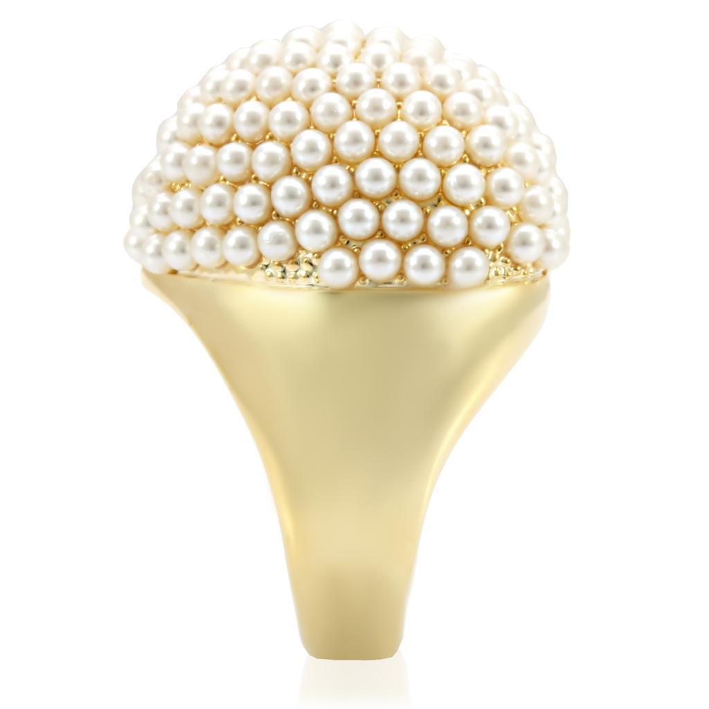 1W058 - Gold Brass Ring with Synthetic  in Citrine Yellow-4