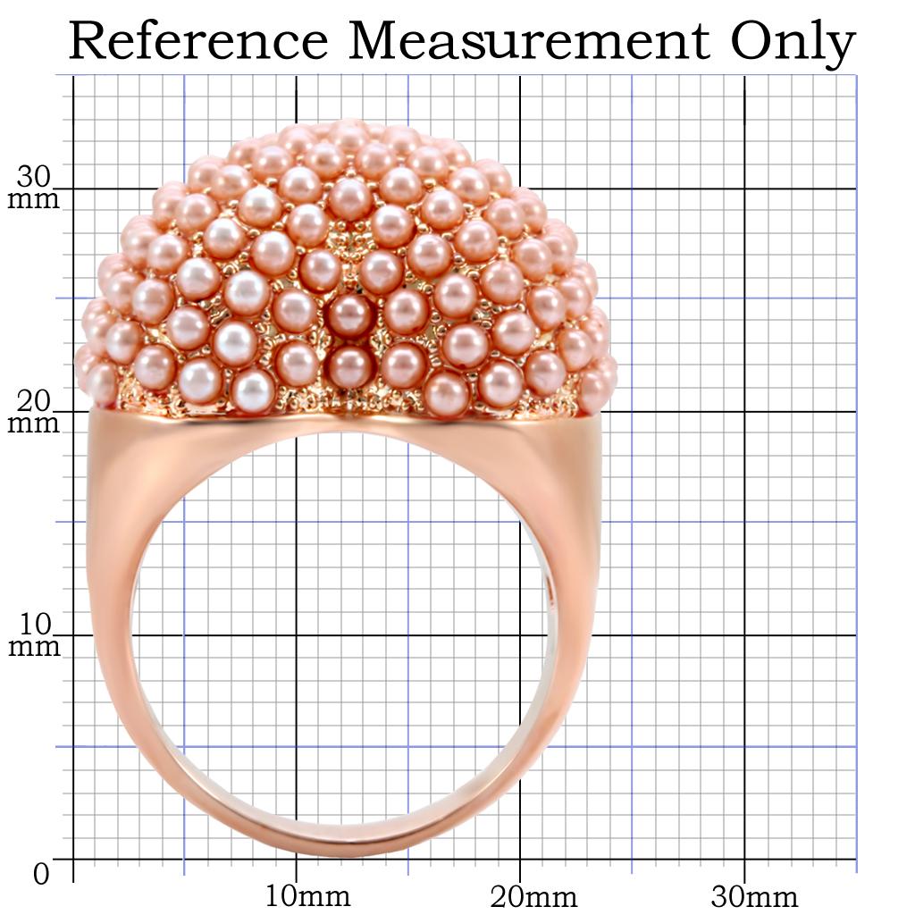 1W059 - Rose Gold Brass Ring with Synthetic Pearl in Rose-1