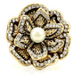 1W063 - Gold Brass Ring with Synthetic Pearl in Citrine Yellow-2