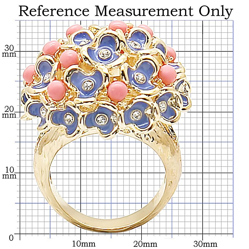 1W106 - Gold Brass Ring with Semi-Precious Coral in Rose-1