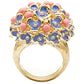 1W106 - Gold Brass Ring with Semi-Precious Coral in Rose-3