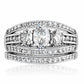 1W162 - Rhodium Brass Ring with AAA Grade CZ  in Clear-2