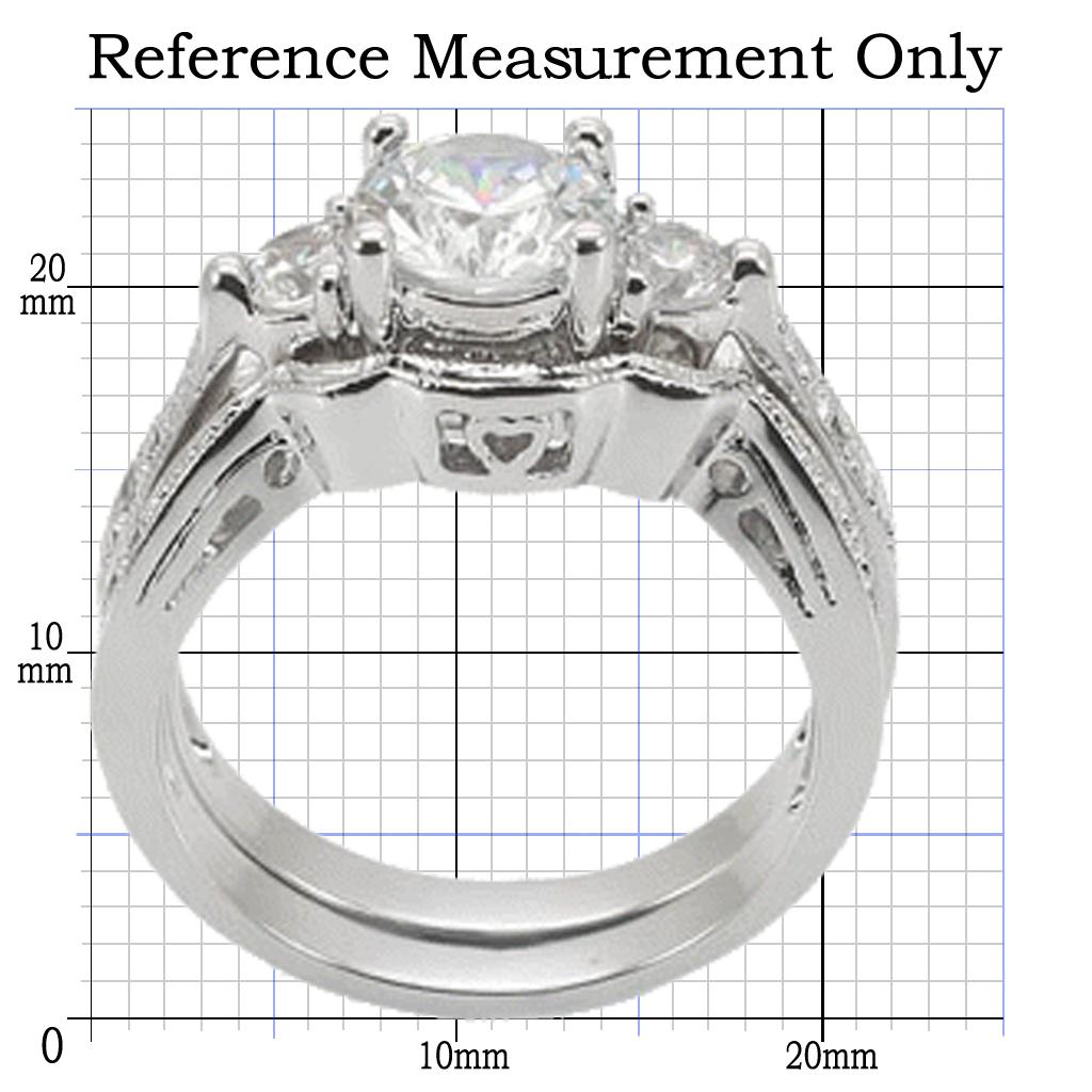 1W002 - Rhodium Brass Ring with AAA Grade CZ  in Clear-1
