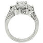 1W002 - Rhodium Brass Ring with AAA Grade CZ  in Clear-3