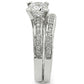 1W004 - Rhodium Brass Ring with AAA Grade CZ  in Clear-4