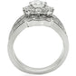1W008 - Rhodium Brass Ring with AAA Grade CZ  in Clear-3