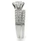 1W009 - Rhodium Brass Ring with AAA Grade CZ  in Clear-4