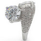 1W015 - Rhodium Brass Ring with AAA Grade CZ  in Clear-4