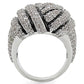 1W016 - Rhodium Brass Ring with AAA Grade CZ  in Clear-3