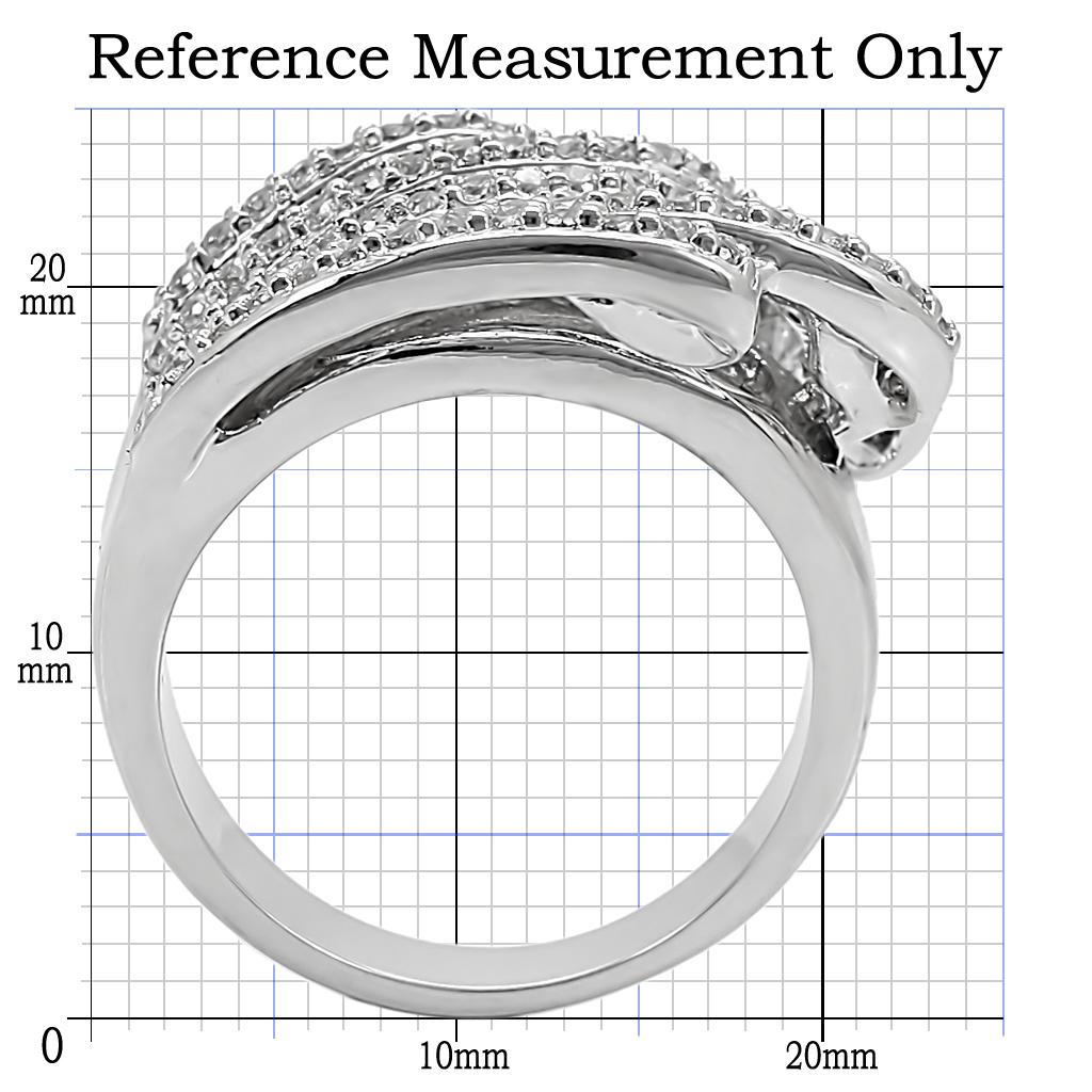 1W018 - Rhodium Brass Ring with AAA Grade CZ  in Clear-1