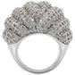 1W020 - Rhodium Brass Ring with AAA Grade CZ  in Clear-3
