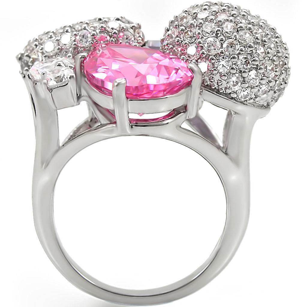 1W021 - Rhodium Brass Ring with AAA Grade CZ  in Multi Color-3