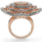 1W023 - Rose Gold + Rhodium Brass Ring with Top Grade Crystal  in Clear-3