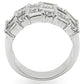 1W024 - Rhodium Brass Ring with AAA Grade CZ  in Clear-3
