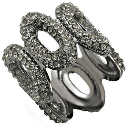 1W033 - Ruthenium Brass Ring with Top Grade Crystal  in Black Diamond-0
