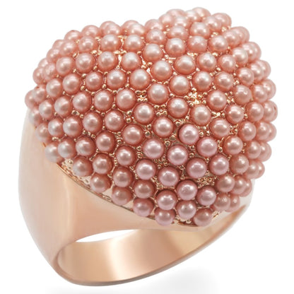 1W059 - Rose Gold Brass Ring with Synthetic Pearl in Rose-0