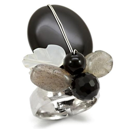 LOA594 - Antique Tone Brass Ring with Assorted  in Multi Color-0