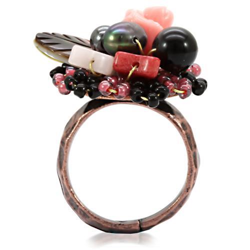 LOA596 - Antique Tone Brass Ring with Assorted  in Multi Color-4