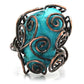 LOA597 - Antique Tone Brass Ring with Synthetic Turquoise in Turquoise-2
