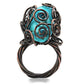 LOA597 - Antique Tone Brass Ring with Synthetic Turquoise in Turquoise-3