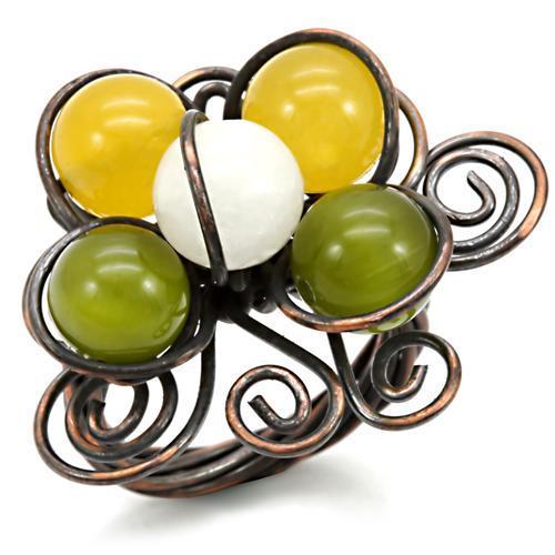 LOA598 - Antique Tone Brass Ring with Assorted  in Multi Color-0
