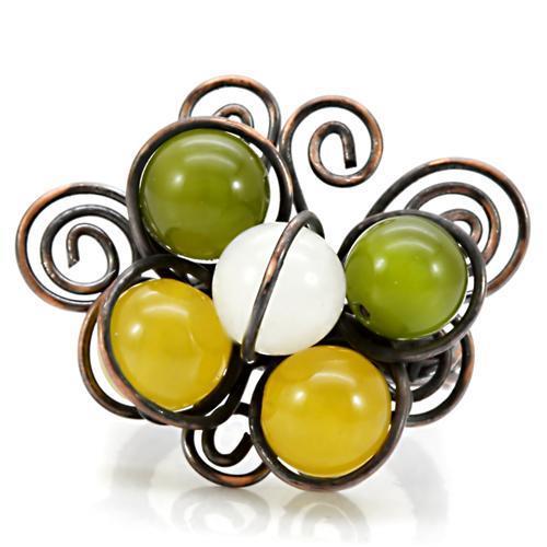 LOA598 - Antique Tone Brass Ring with Assorted  in Multi Color-2
