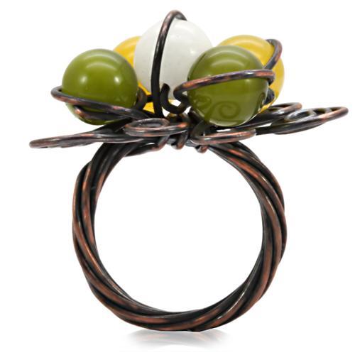 LOA598 - Antique Tone Brass Ring with Assorted  in Multi Color-4