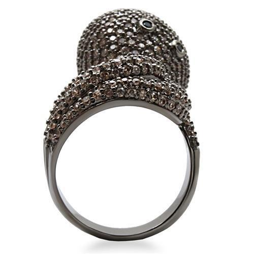 1W080 - Ruthenium Brass Ring with AAA Grade CZ  in Multi Color-2