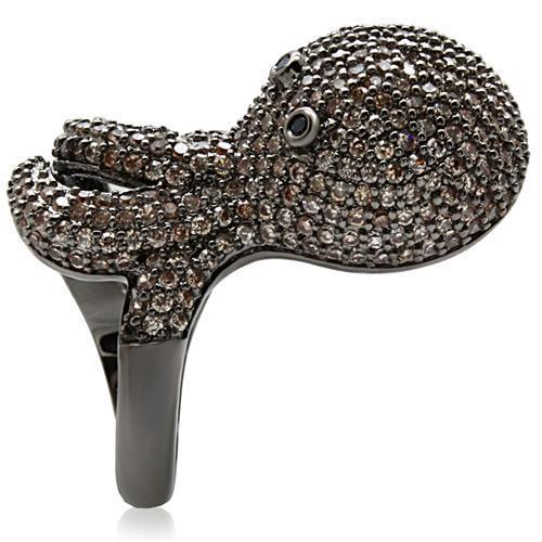 1W080 - Ruthenium Brass Ring with AAA Grade CZ  in Multi Color-4