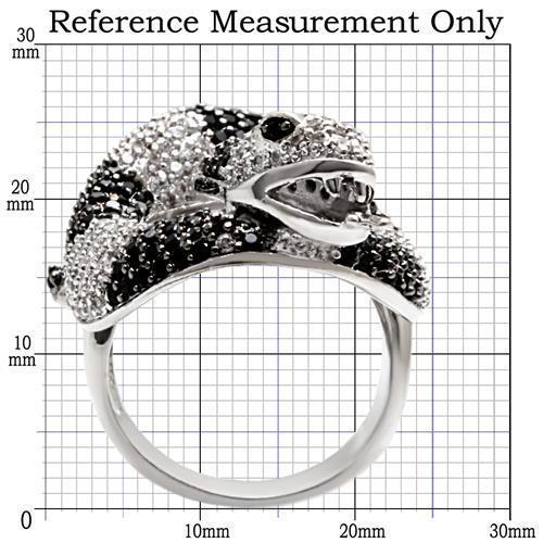 1W081 - Rhodium + Ruthenium Brass Ring with AAA Grade CZ  in Black Diamond-1