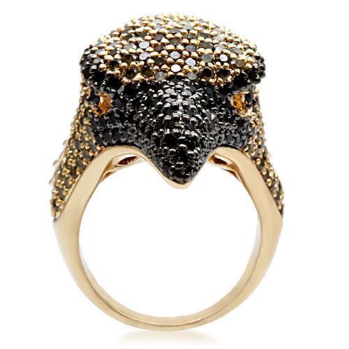 1W084 - Gold+Ruthenium Brass Ring with AAA Grade CZ  in Multi Color-3